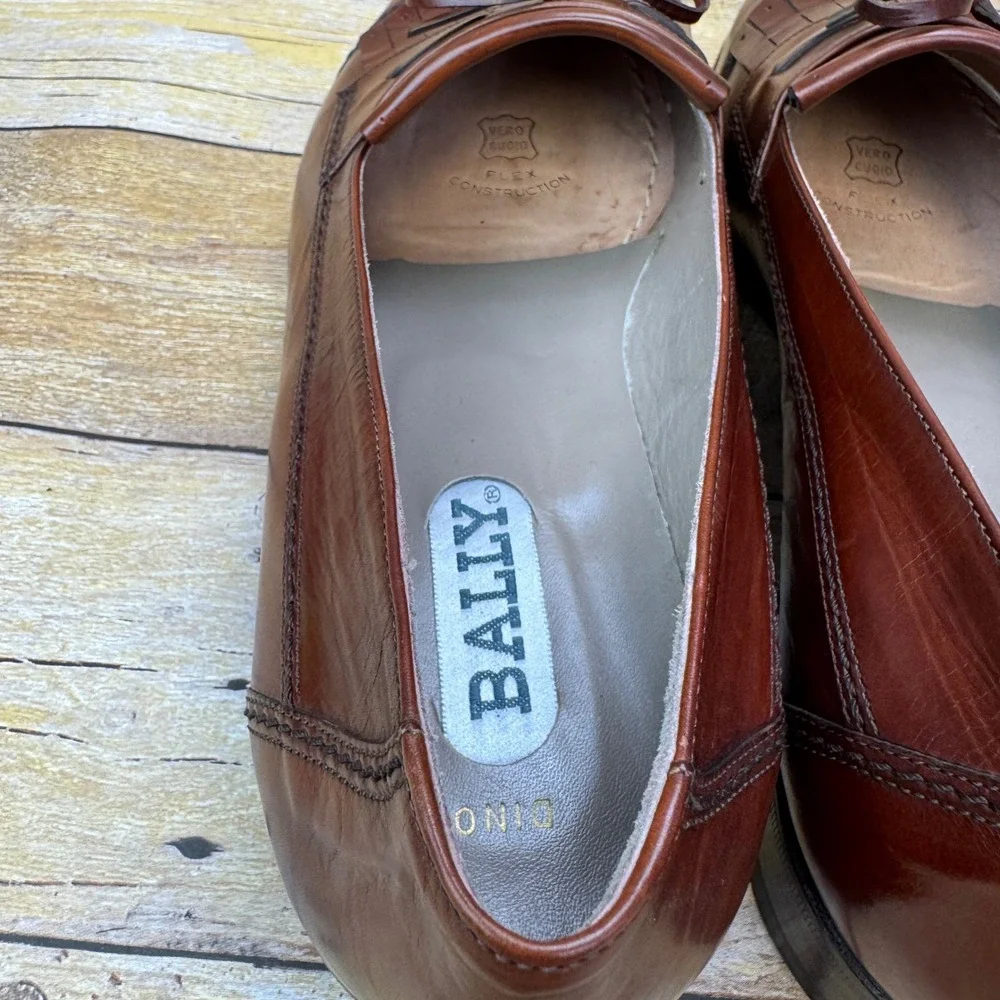 Rare Vintage Bally Italy Men's 11D DINO Leather Kiltie Bow Loafer Deadstock NWOB